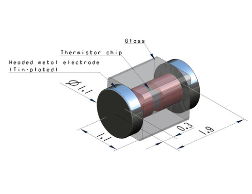 SMT-Glas kapselte NTC-Thermistor ein, der passend ist, in einem schmaleren Raum verwendet zu werden