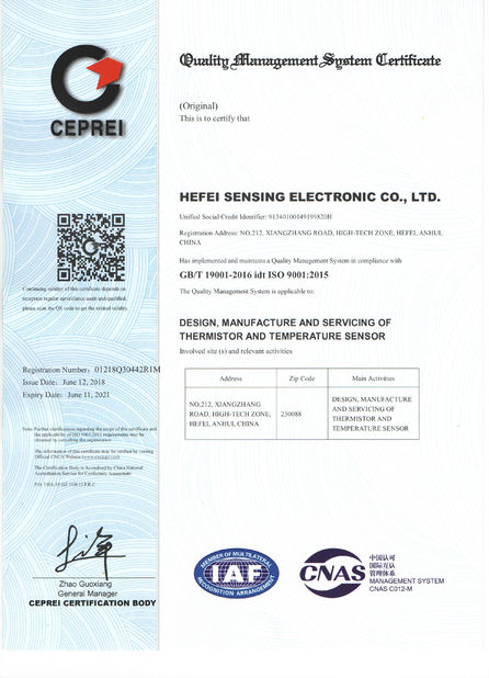 China Hefei Sensing Electronic Co.,LTD zertifizierungen