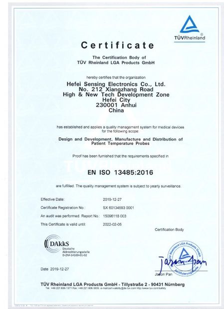 China Hefei Sensing Electronic Co.,LTD zertifizierungen